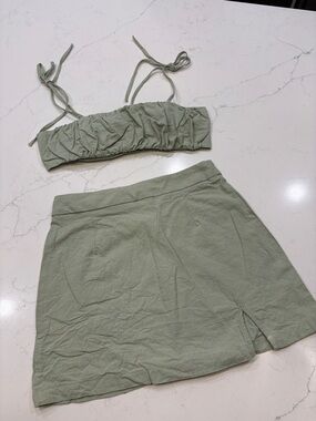 Sage Green Two-Piece Skirt Set